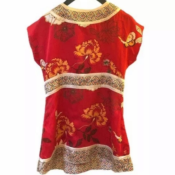 Bebe Silk Kimono Top Asian Floral Print - Picture 7 of 8